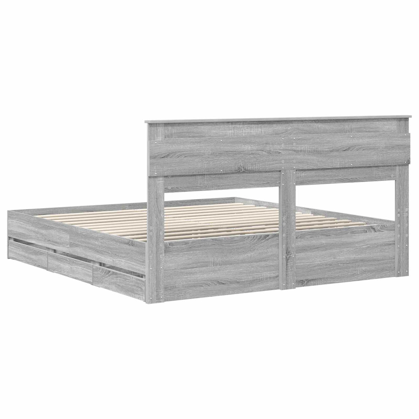 Bed Frame with Drawer Grey Sonoma 180 x 200 cm Engineer Wood