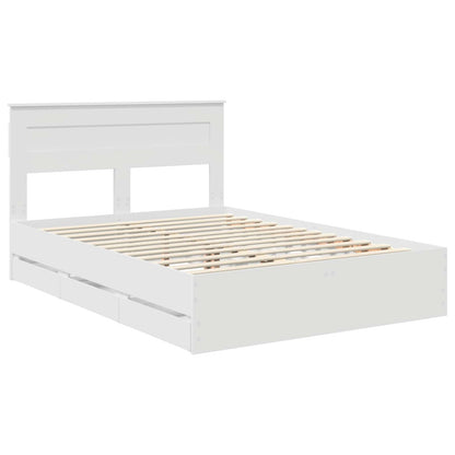 Bed Frame with Drawer White 160 x 200 cm Engineer Wood