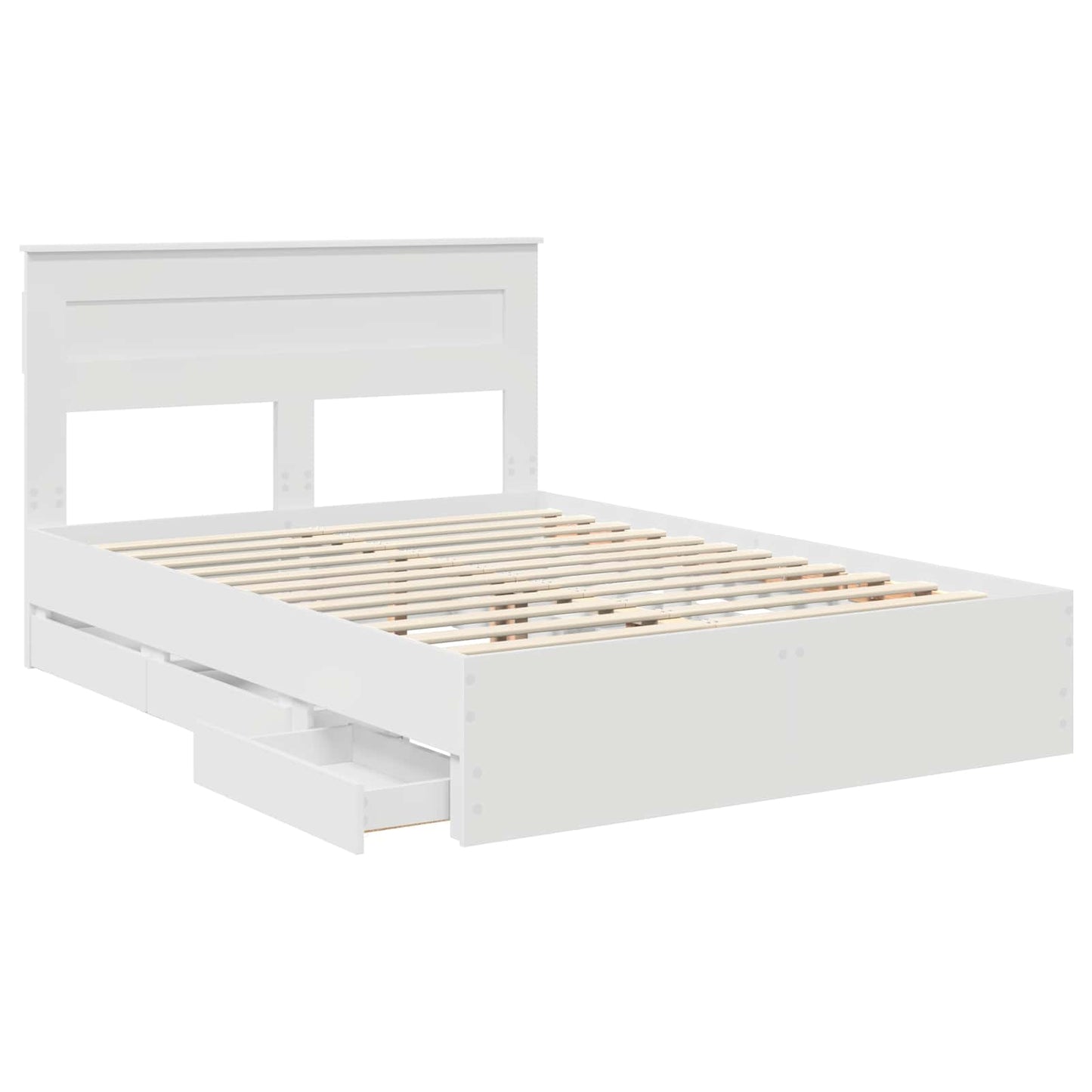 Bed Frame with Drawer White 160 x 200 cm Engineer Wood