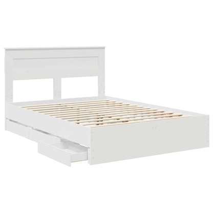 Bed Frame with Drawer White 160 x 200 cm Engineer Wood