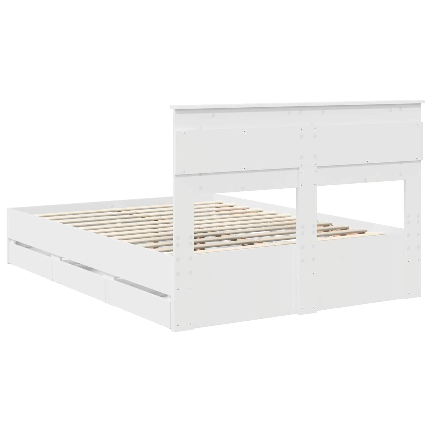Bed Frame with Drawer White 160 x 200 cm Engineer Wood