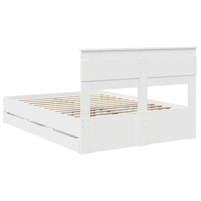 Bed Frame with Drawer White 160 x 200 cm Engineer Wood