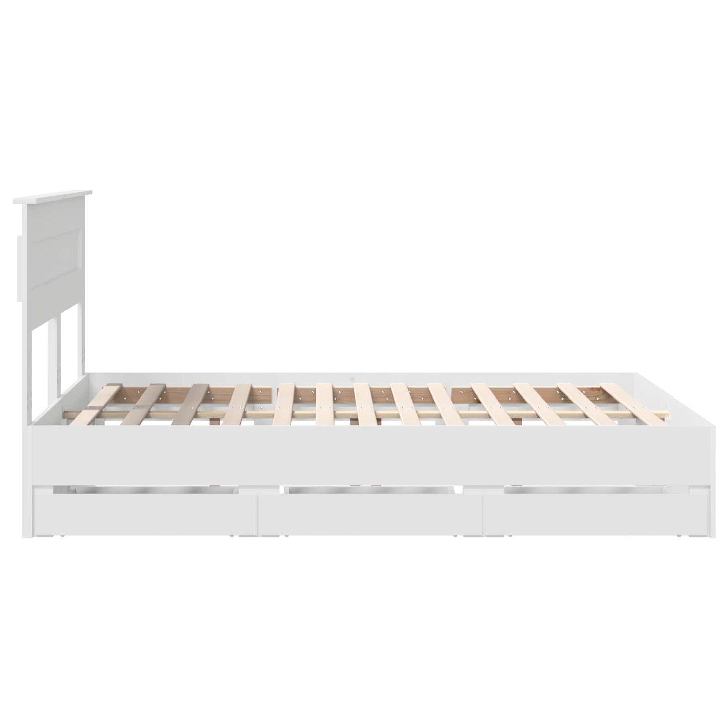 Bed Frame with Drawer White 160 x 200 cm Engineer Wood