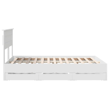 Bed Frame with Drawer White 160 x 200 cm Engineer Wood