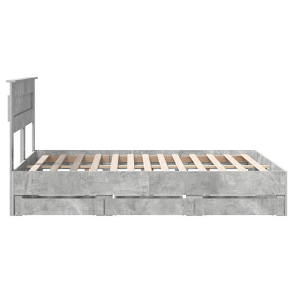 Bed Frame with Drawer Concrete Grey 160 x 200 cm Engineer Wood