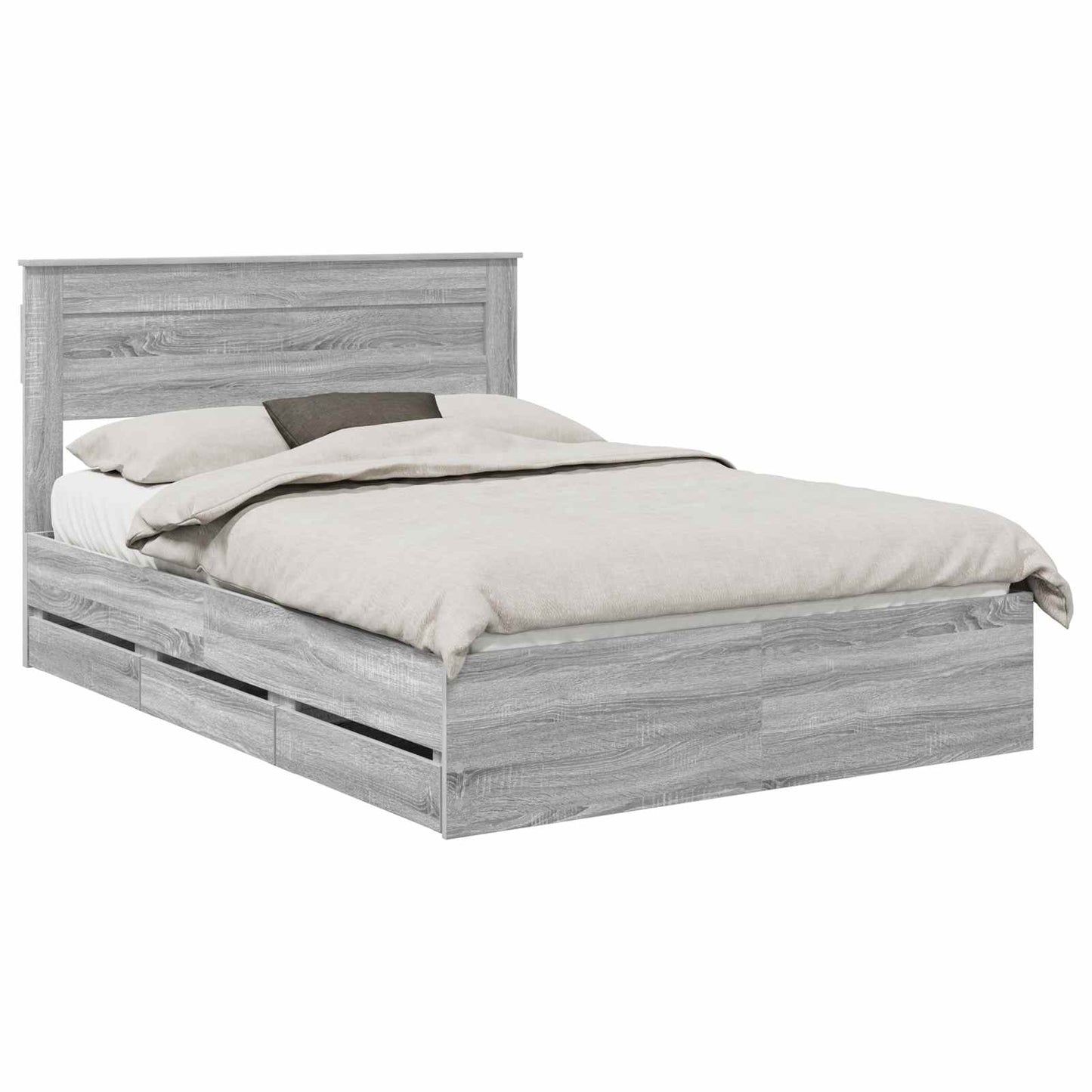 Bed Frame with Drawer Grey Sonoma 160 x 200 cm Engineer Wood