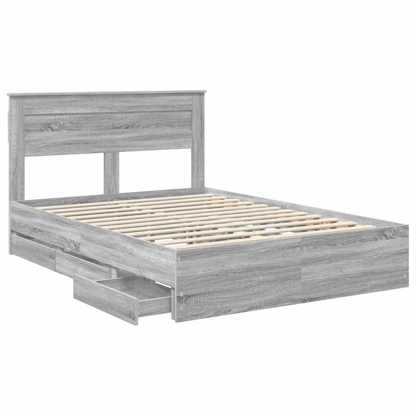 Bed Frame with Drawer Grey Sonoma 160 x 200 cm Engineer Wood