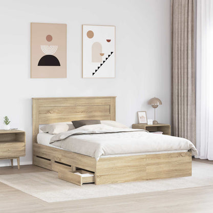 Bed Frame with Drawer Sonoma Oak 150 x 200 cm Engineer Wood
