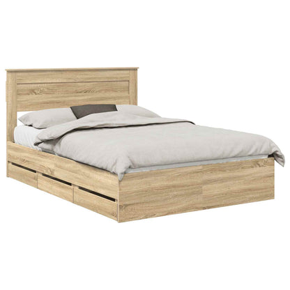 Bed Frame with Drawer Sonoma Oak 150 x 200 cm Engineer Wood