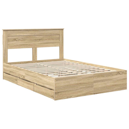 Bed Frame with Drawer Sonoma Oak 150 x 200 cm Engineer Wood