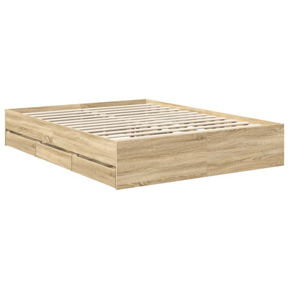 Bed Frame with Drawer Sonoma Oak 150 x 200 cm Engineer Wood
