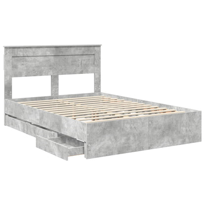 Bed Frame with Drawer Concrete Grey 150 x 200 cm Engineer Wood