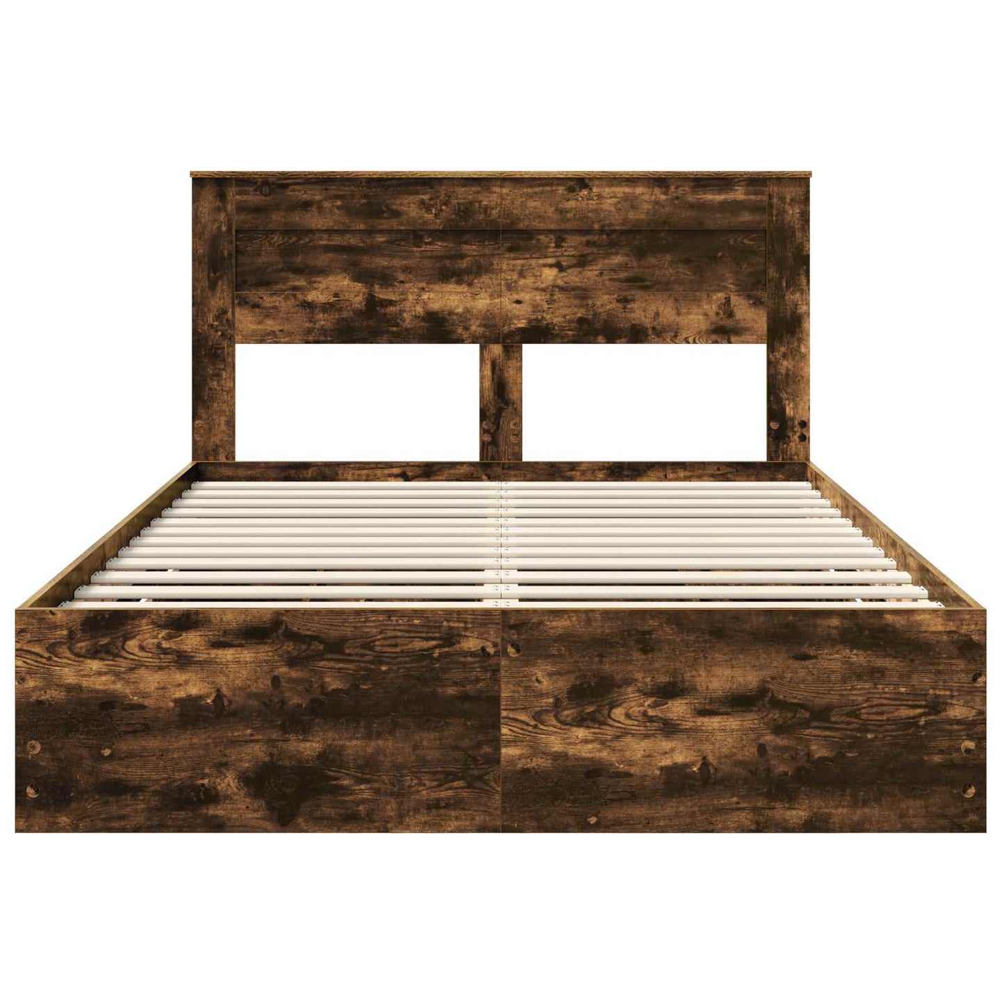 Bed Frame with Drawer Smoked Oak 150 x 200 cm Engineer Wood
