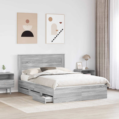 Bed Frame with Drawer Grey Sonoma 150 x 200 cm Engineer Wood
