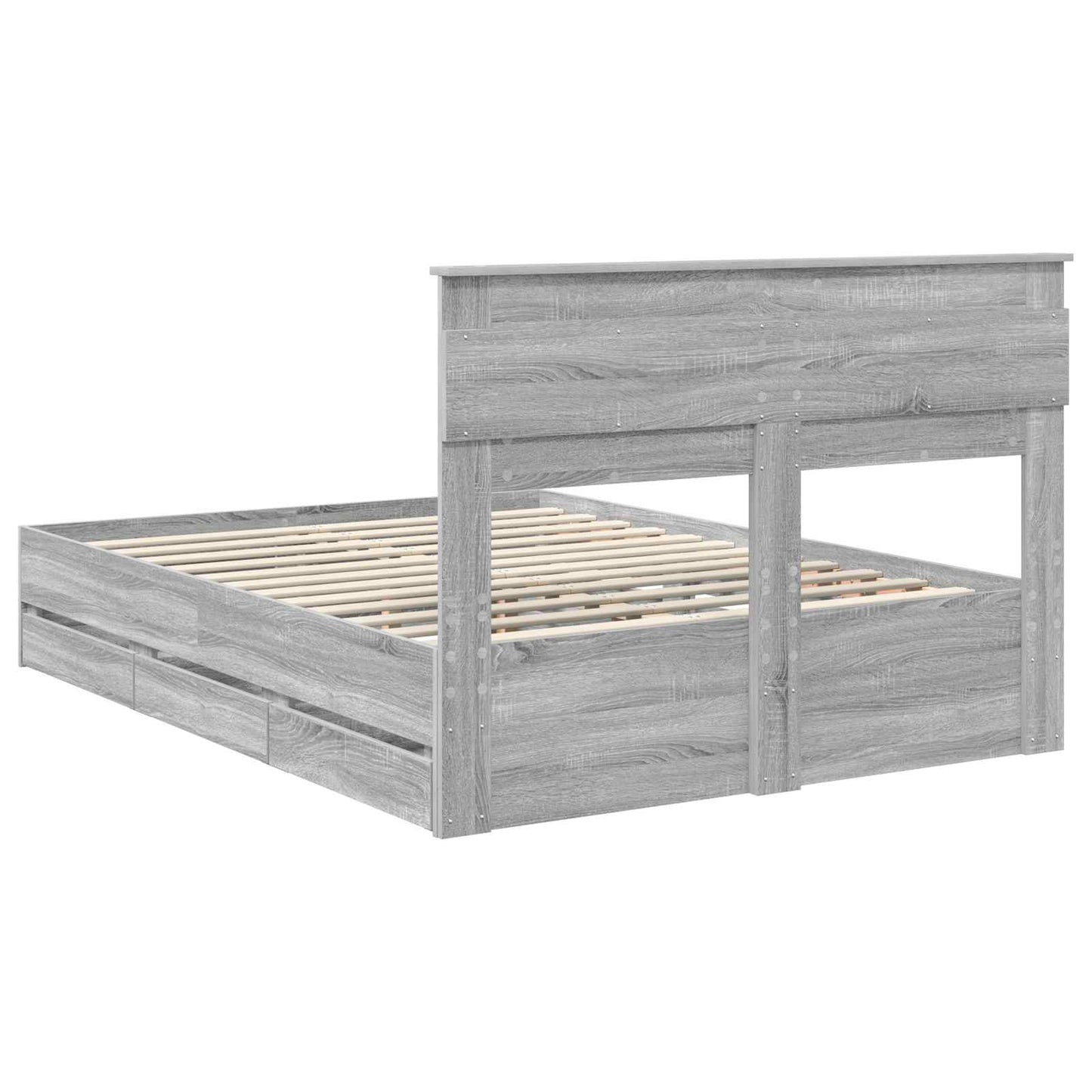 Bed Frame with Drawer Grey Sonoma 150 x 200 cm Engineer Wood
