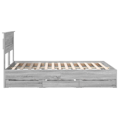 Bed Frame with Drawer Grey Sonoma 150 x 200 cm Engineer Wood