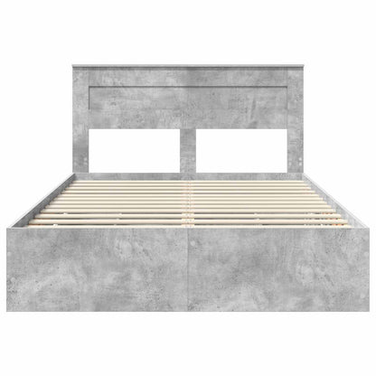 Bed Frame with Drawer Concrete Grey 140 x 190 cm Engineer Wood