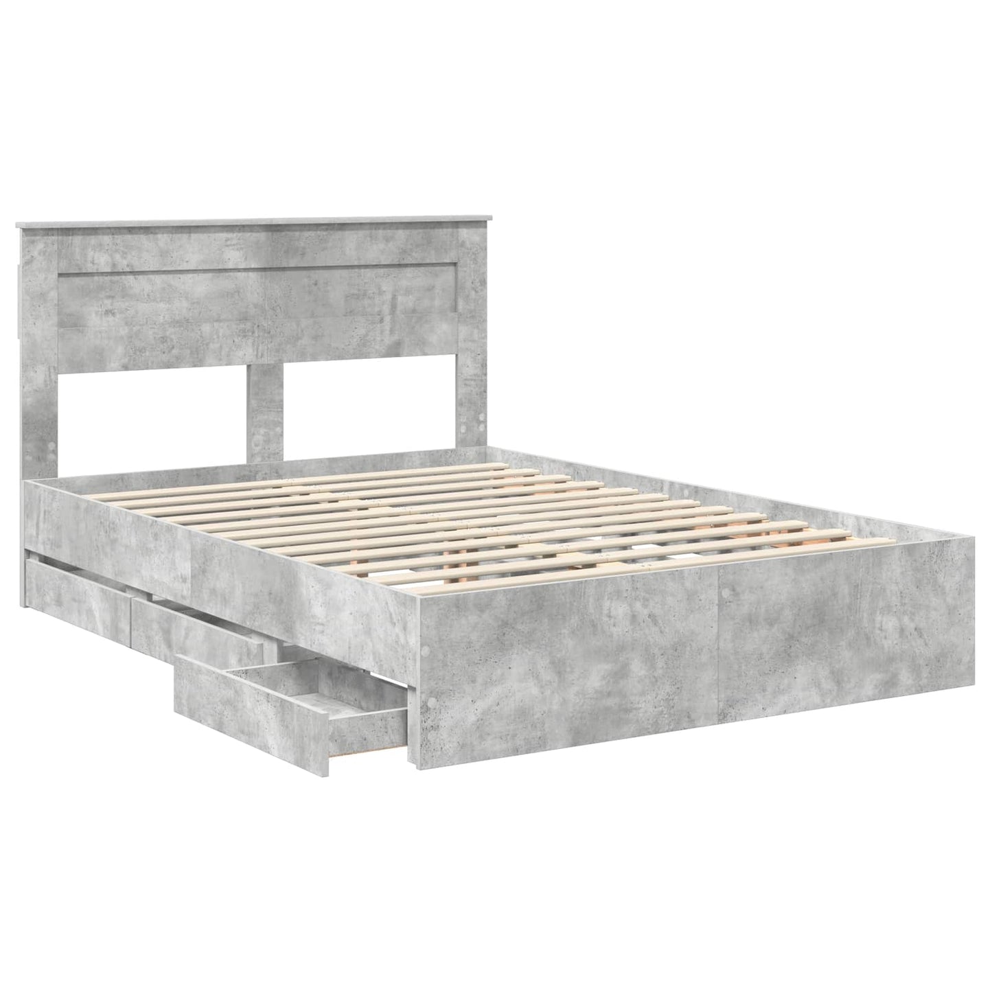 Bed Frame with Drawer Concrete Grey 140 x 200 cm Engineer Wood