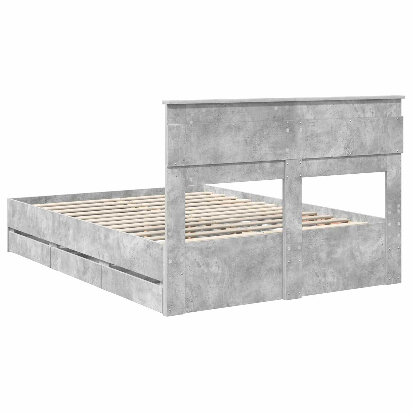 Bed Frame with Drawer Concrete Grey 140 x 200 cm Engineer Wood