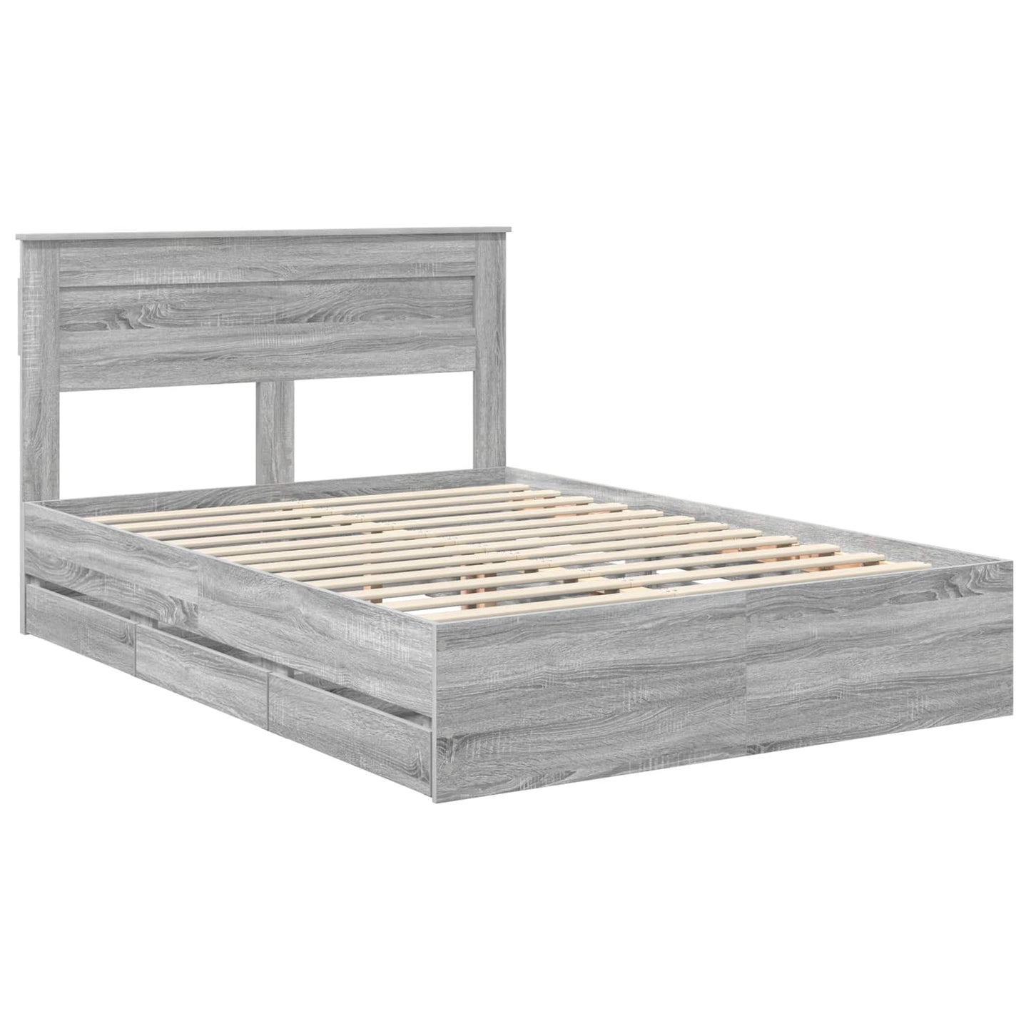 Bed Frame with Drawer Grey Sonoma 140 x 200 cm Engineer Wood
