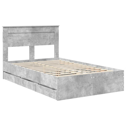 Bed Frame with Drawer Concrete Grey 135 x 190 cm Engineer Wood