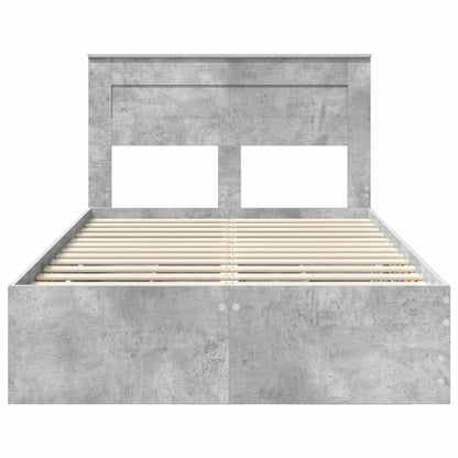 Bed Frame with Drawer Concrete Grey 135 x 190 cm Engineer Wood