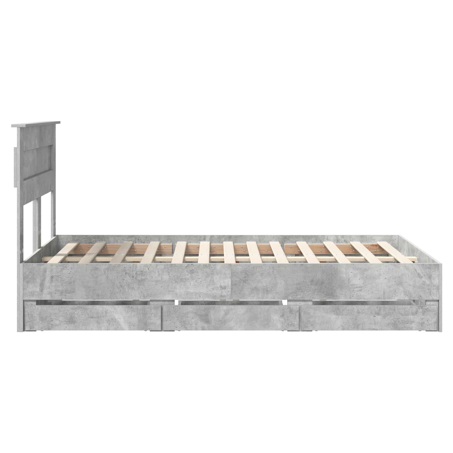 Bed Frame with Drawer Concrete Grey 135 x 190 cm Engineer Wood