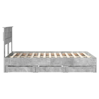 Bed Frame with Drawer Concrete Grey 135 x 190 cm Engineer Wood