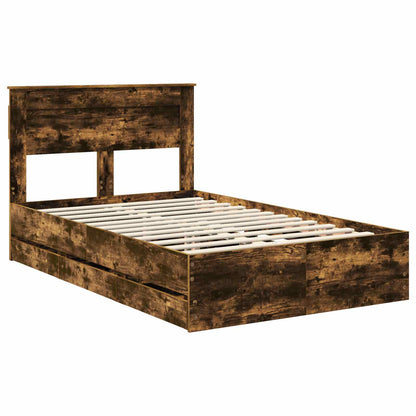 Bed Frame with Drawer Smoked Oak 120 x 200 cm Engineer Wood