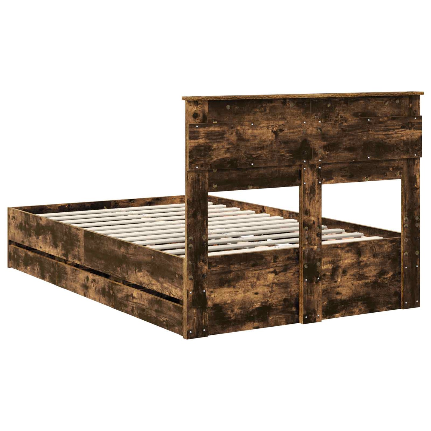 Bed Frame with Drawer Smoked Oak 120 x 200 cm Engineer Wood