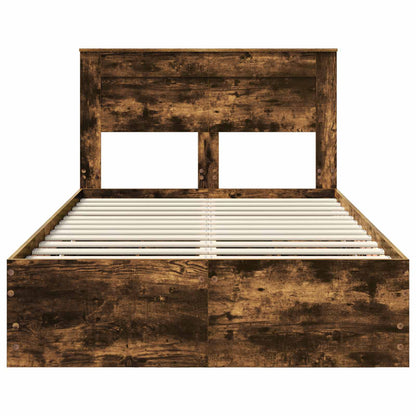 Bed Frame with Drawer Smoked Oak 120 x 200 cm Engineer Wood