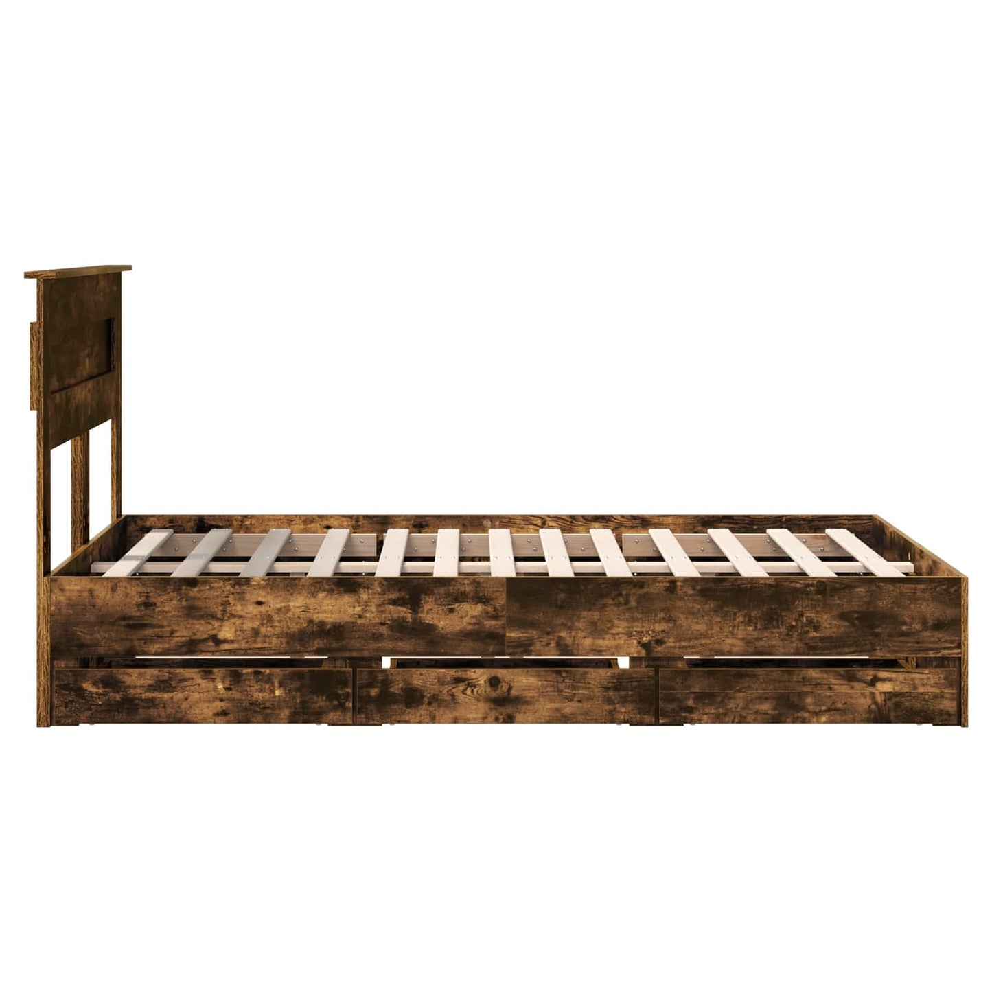Bed Frame with Drawer Smoked Oak 120 x 200 cm Engineer Wood