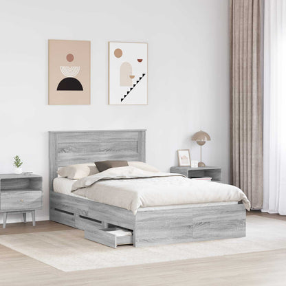 Bed Frame with Drawer Grey Sonoma 120 x 200 cm Engineer Wood