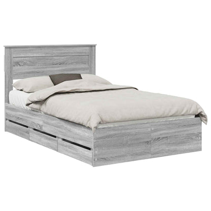 Bed Frame with Drawer Grey Sonoma 120 x 200 cm Engineer Wood