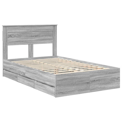 Bed Frame with Drawer Grey Sonoma 120 x 200 cm Engineer Wood