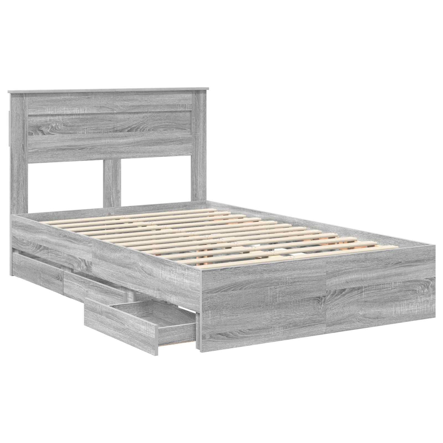 Bed Frame with Drawer Grey Sonoma 120 x 200 cm Engineer Wood