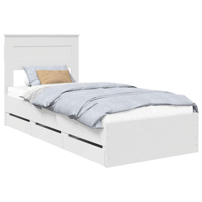 Bed Frame with Drawer White 100 x 200 cm Engineer Wood