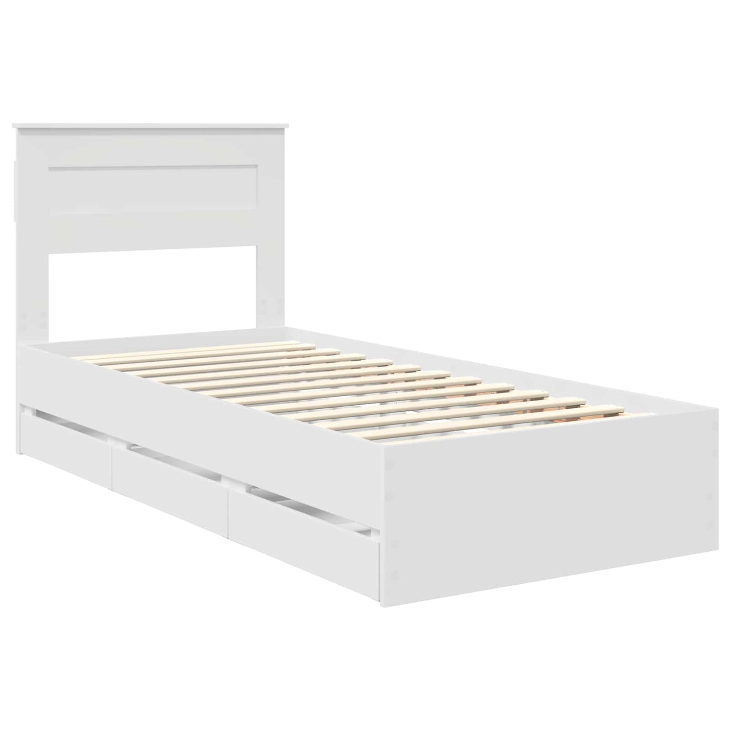 Bed Frame with Drawer White 100 x 200 cm Engineer Wood