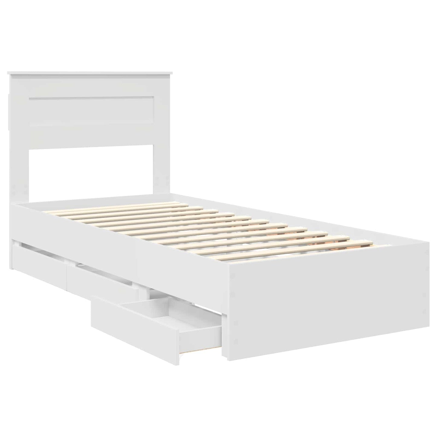 Bed Frame with Drawer White 100 x 200 cm Engineer Wood
