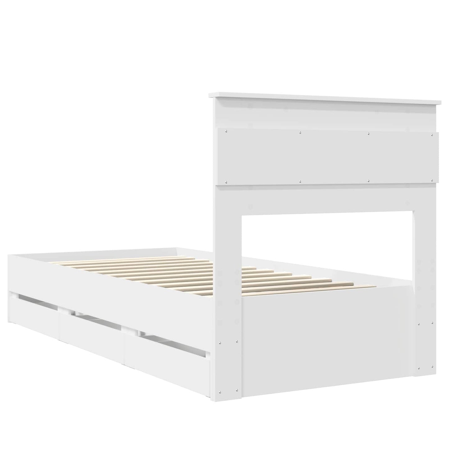 Bed Frame with Drawer White 100 x 200 cm Engineer Wood