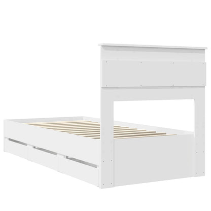 Bed Frame with Drawer White 100 x 200 cm Engineer Wood
