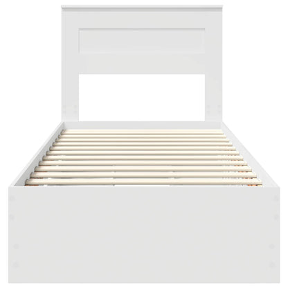 Bed Frame with Drawer White 100 x 200 cm Engineer Wood