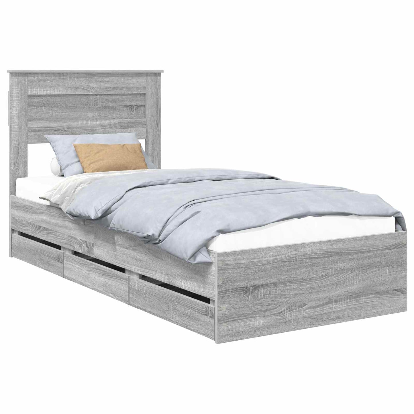 Bed Frame with Drawer Grey Sonoma 100 x 200 cm Engineer Wood