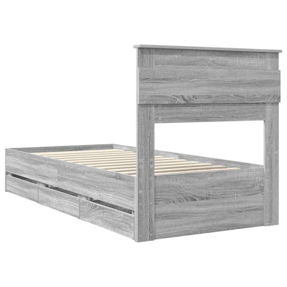 Bed Frame with Drawer Grey Sonoma 100 x 200 cm Engineer Wood