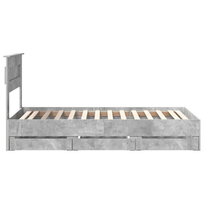 Bed Frame with Drawer Concrete Grey 90 x 190 cm Engineer Wood