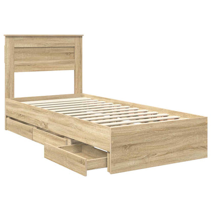 Bed Frame with Drawer Sonoma Oak 90 x 200 cm Engineer Wood