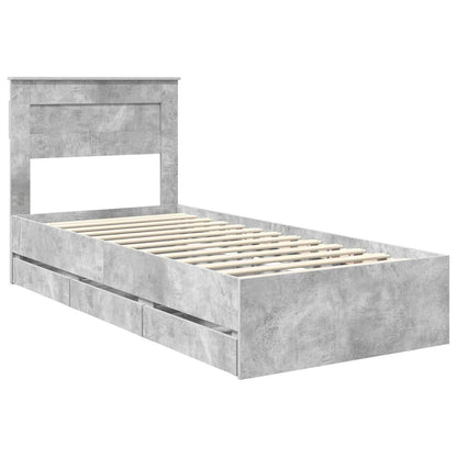 Bed Frame with Drawer Concrete Grey 90 x 200 cm Engineer Wood
