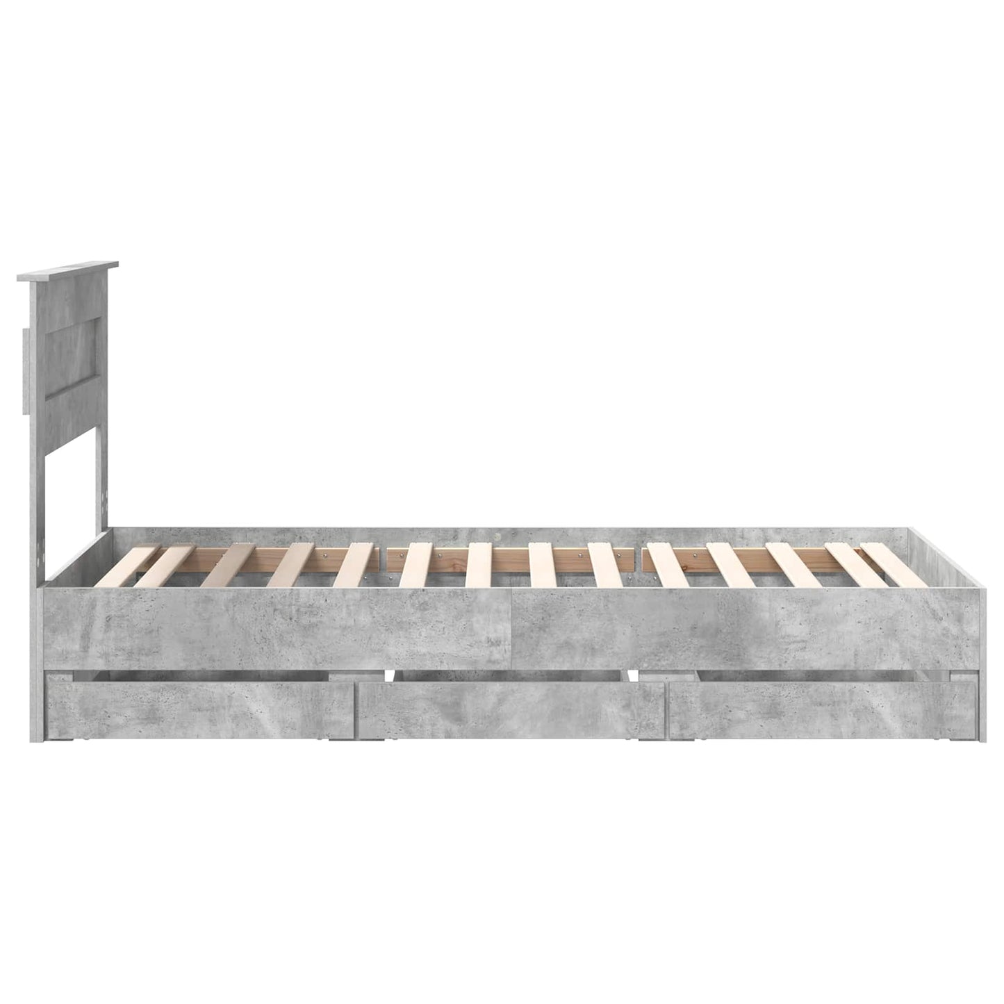 Bed Frame with Drawer Concrete Grey 90 x 200 cm Engineer Wood