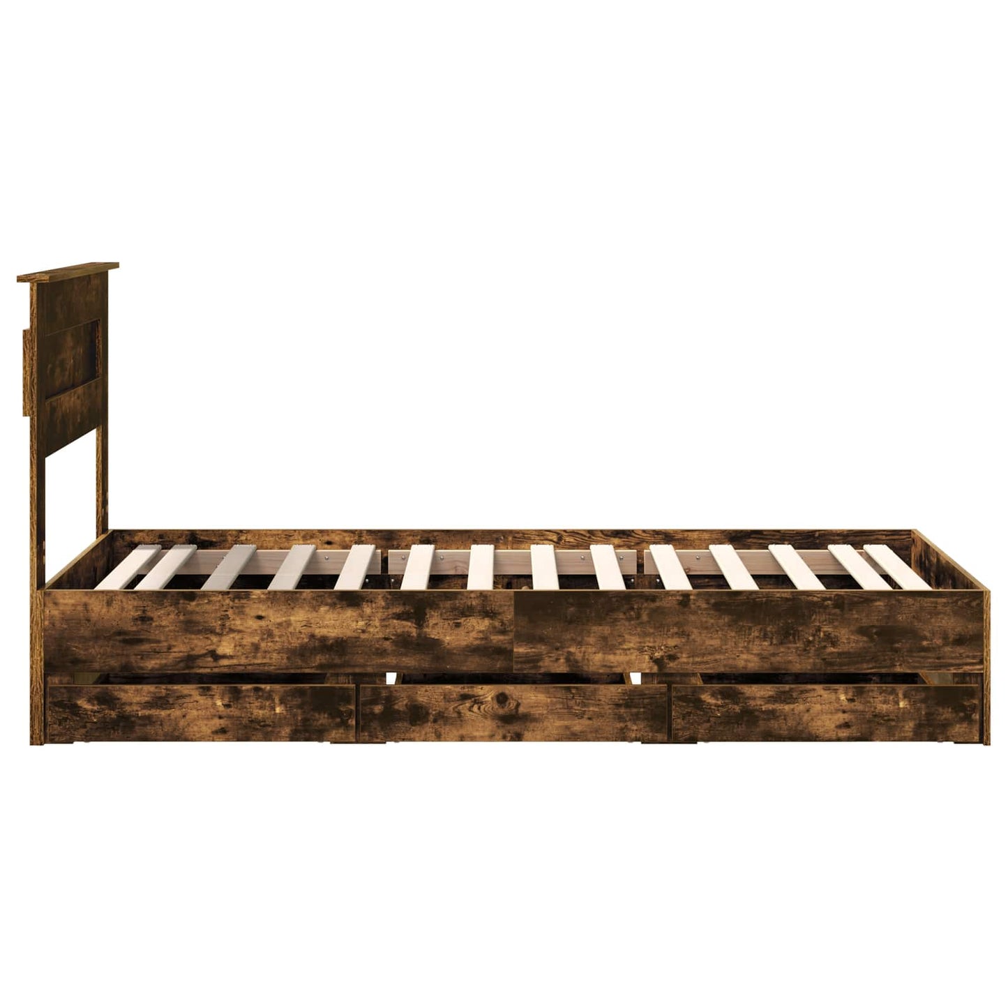 Bed Frame with Drawer Smoked Oak 90 x 200 cm Engineer Wood