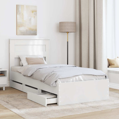 Bed Frame with Drawer White 75 x 190 cm Engineer Wood